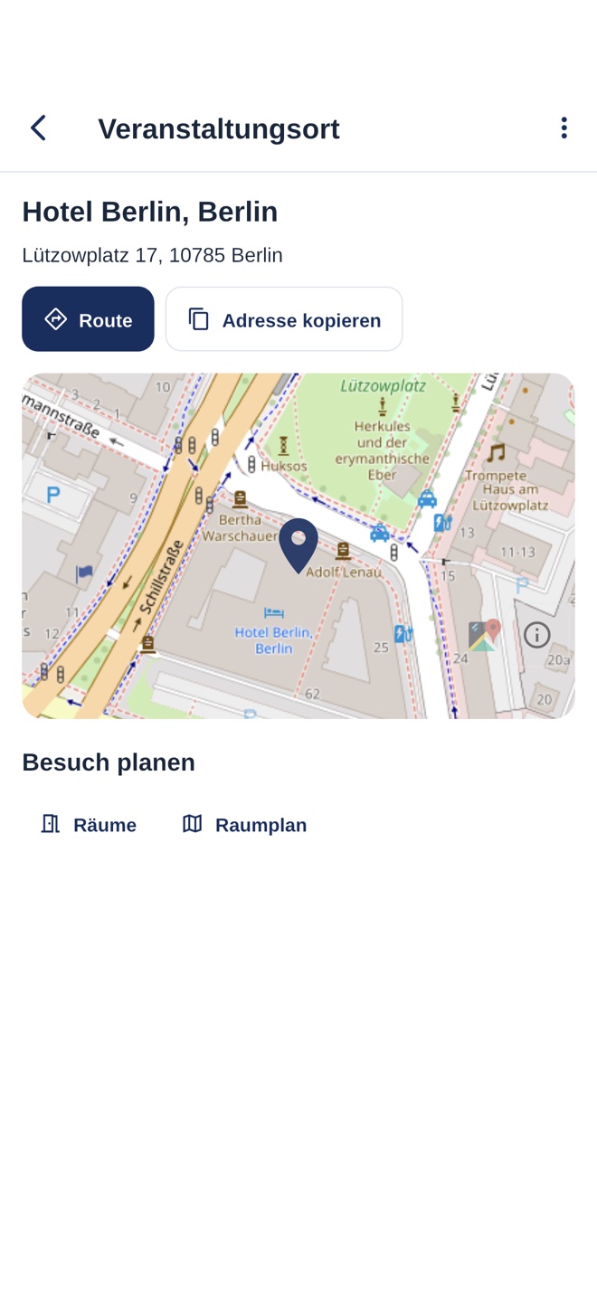 Karte zum Veranstaltungsort des One Health Symposium mit Anfahrt, Räumen und einem Link zum Gebäudeplan
